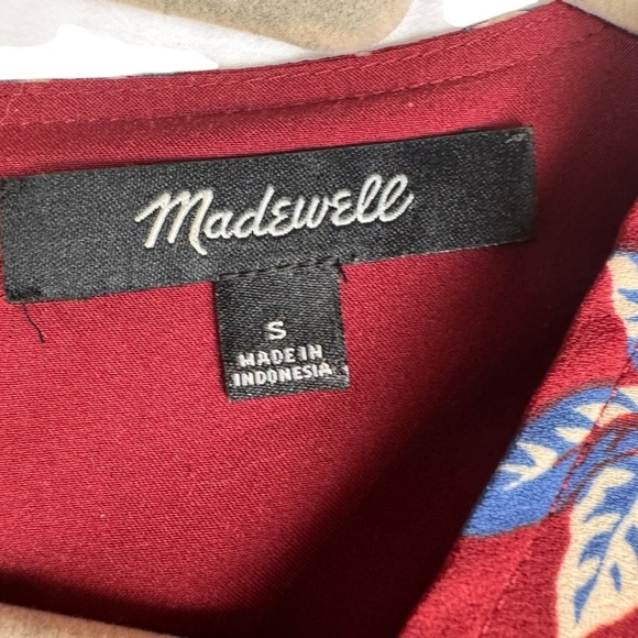 Madewell Button-Back Dress in Antique Flora Size S V-neck Burgundy Lined - Picture 7 of 10